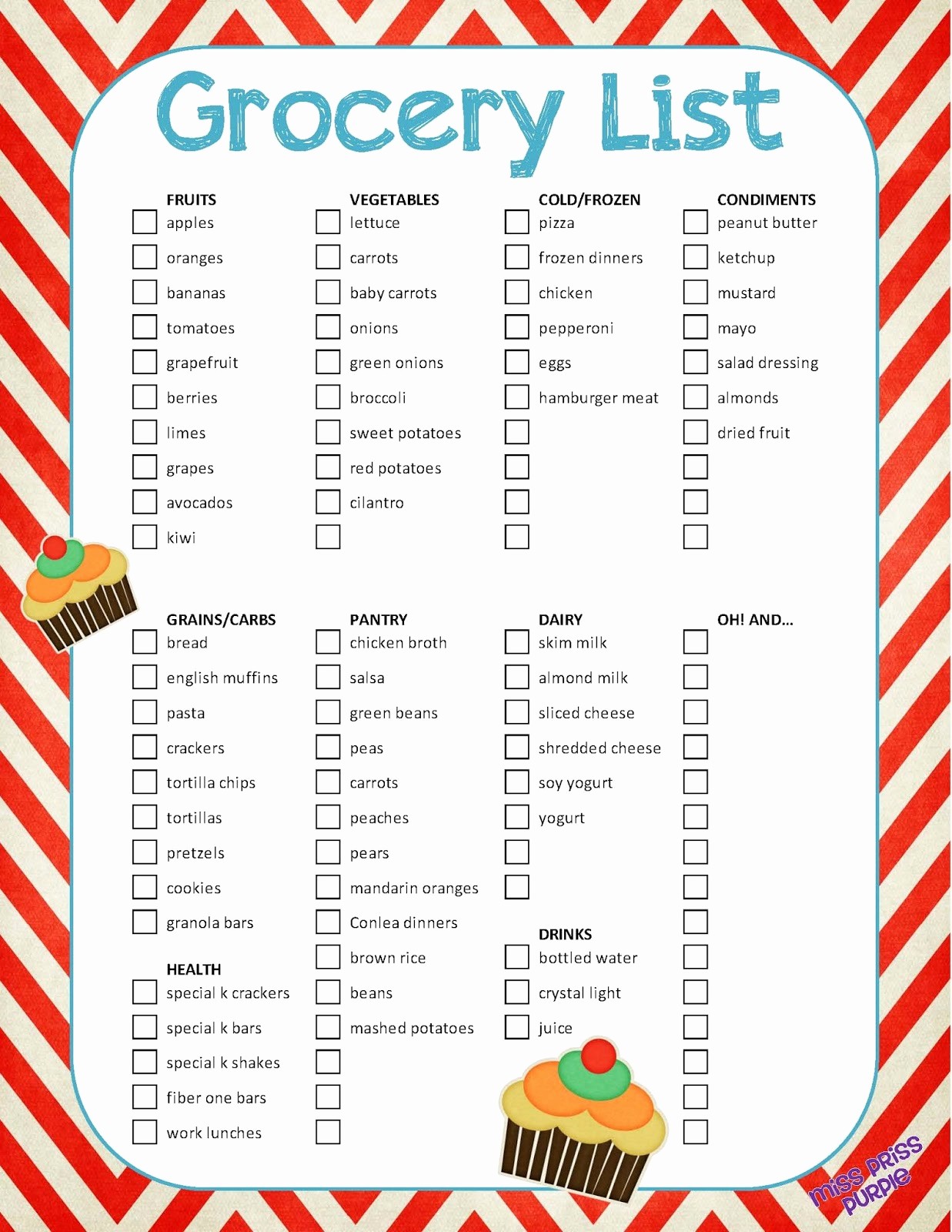 Blank Grocery List with Categories Luxury Miss Priss Purple Tutorials &amp; Printables