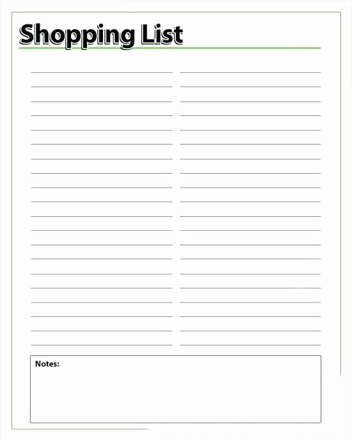 Blank Grocery List with Categories Unique Printable Blank Grocery List Template for Free Shopping