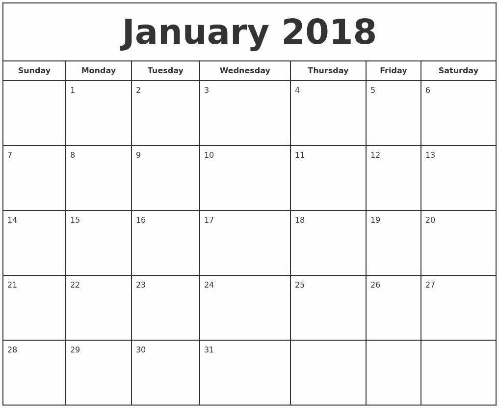Blank January 2018 Calendar Printable Best Of Image Result for Calendar January 2018