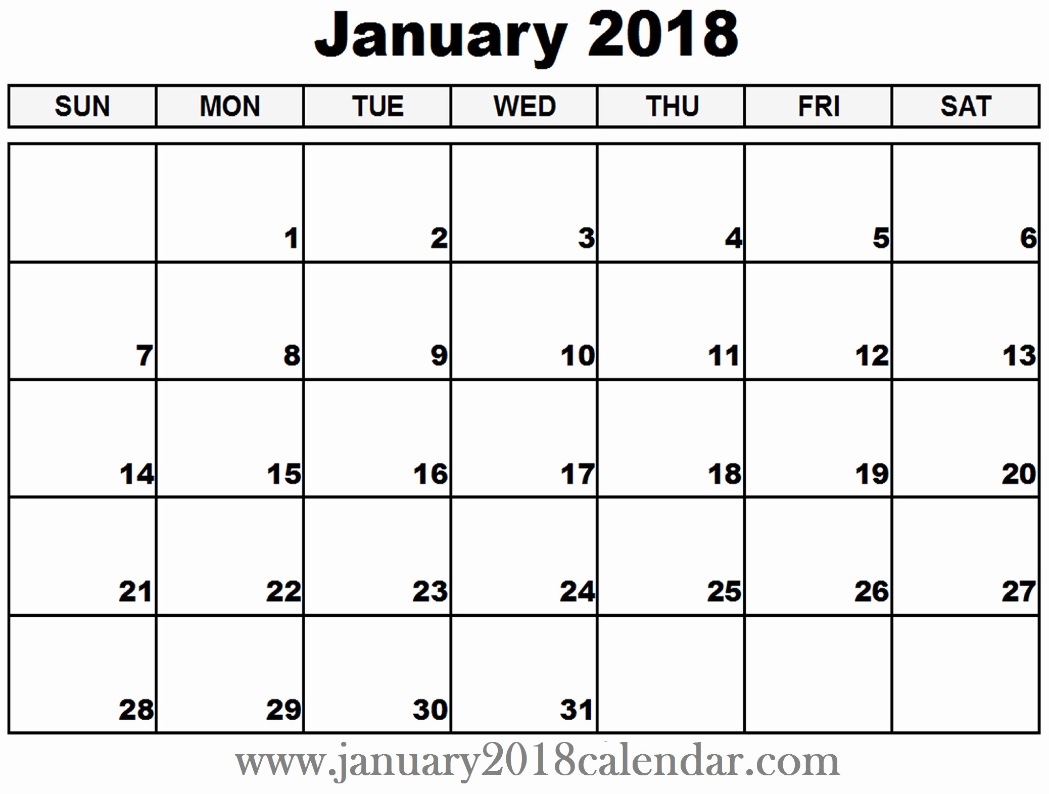 Blank January 2018 Calendar Printable Fresh Best Printable Calendar 2018