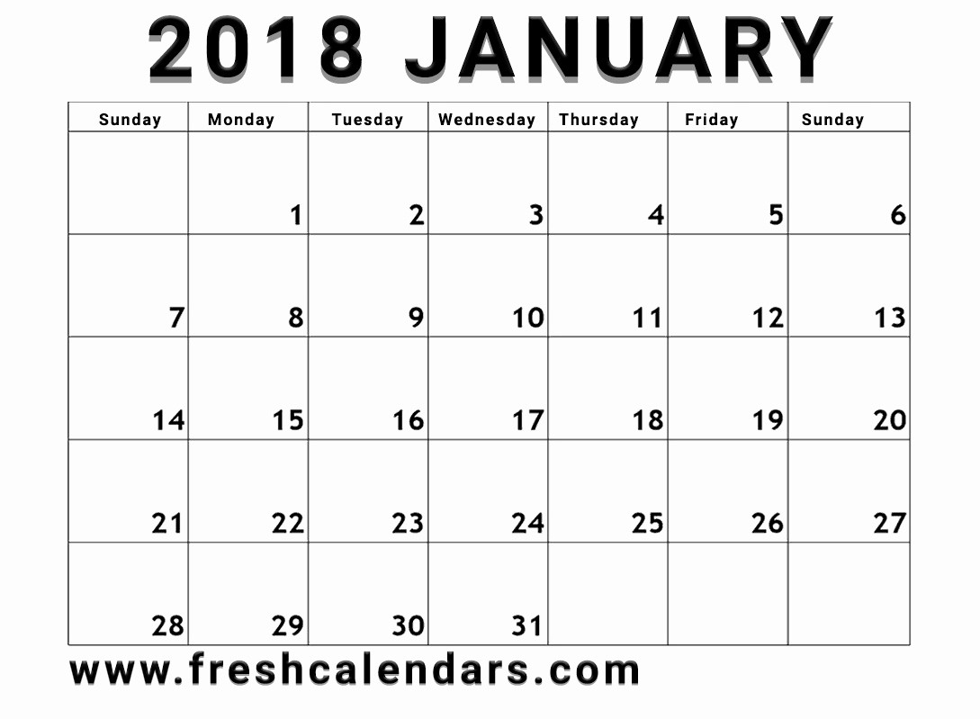 Blank January 2018 Calendar Printable Lovely Blank January 2018 Calendar Printable Templates