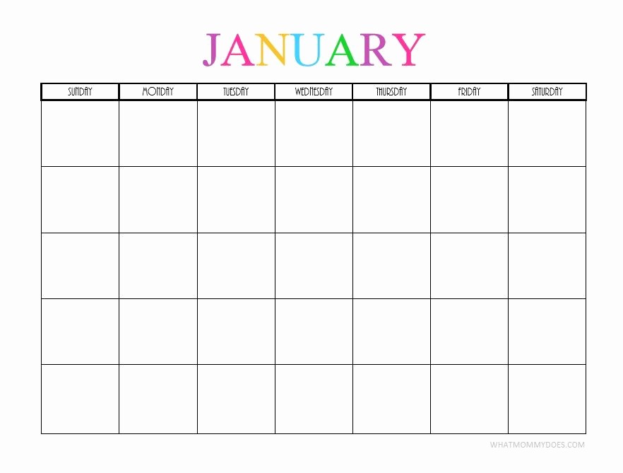 Blank January 2018 Calendar Printable Lovely Free Printable Blank Monthly Calendars 2017 2018 2019