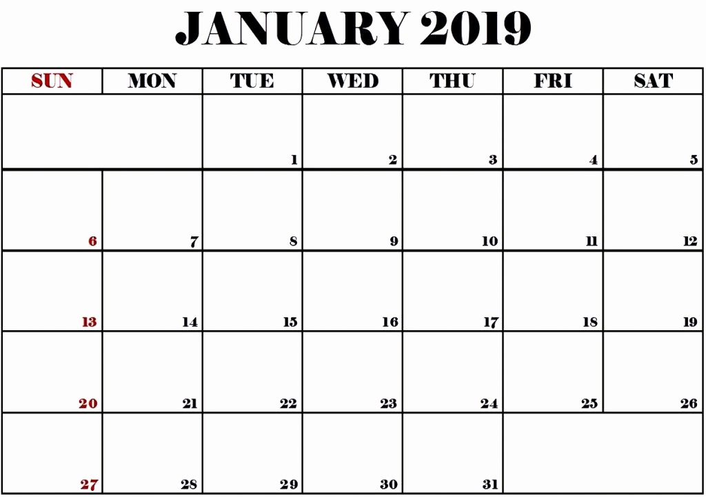 Blank January 2019 Calendar Template Inspirational January 2019 Calendar Calendar Printable Template