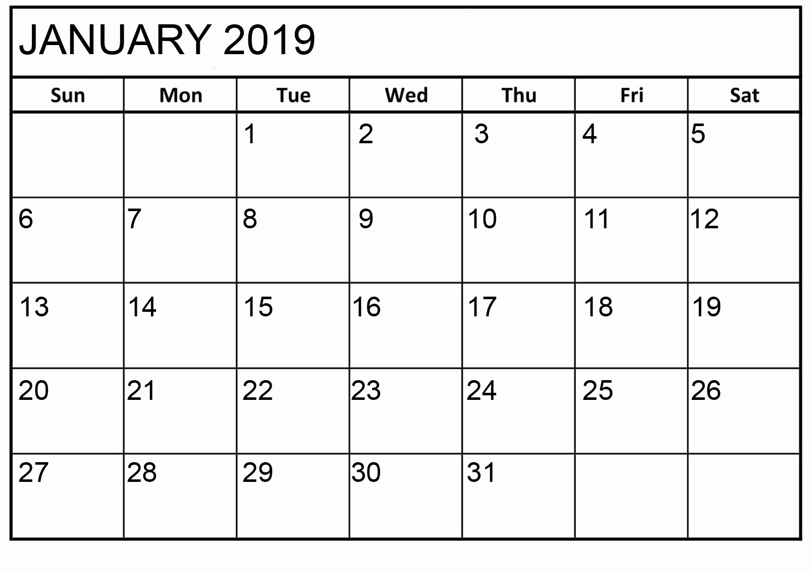 Blank January 2019 Calendar Template Lovely January 2019 Calendar Printable HTML