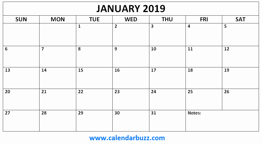 Blank January 2019 Calendar Template New Free 2019 Printable Calendar Monthly Templates