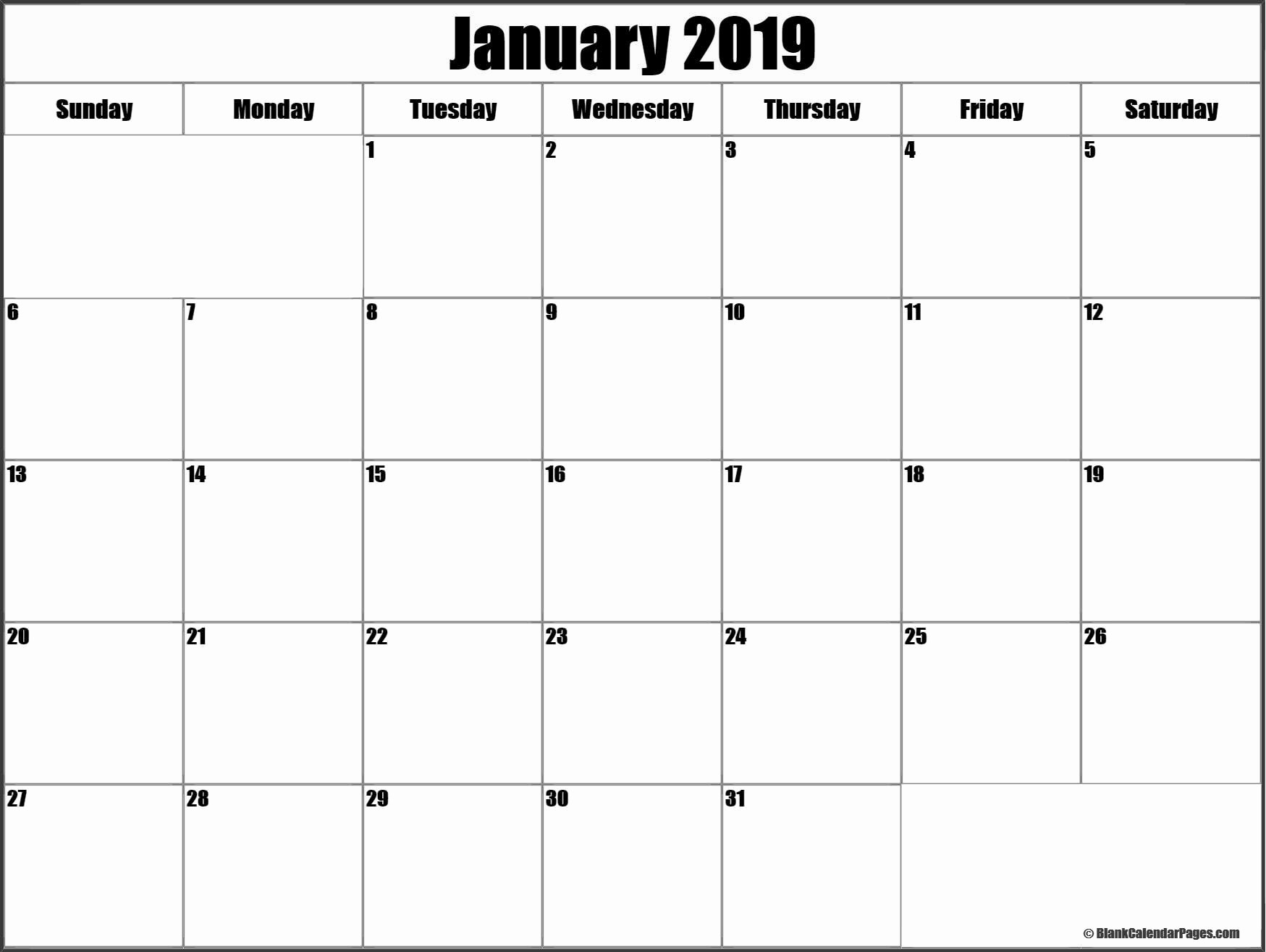 Blank January 2019 Calendar Template Unique January 2019 Blank Calendar Templates