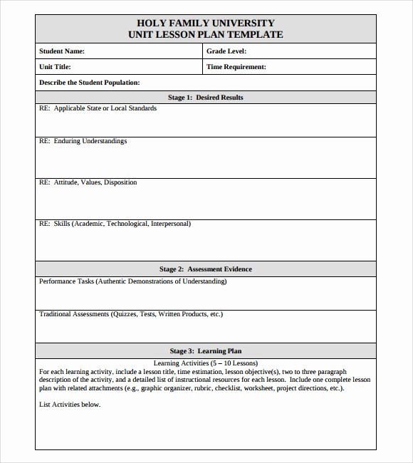 Blank Lesson Plan Template Word Best Of 8 Sample Unit Lesson Plans