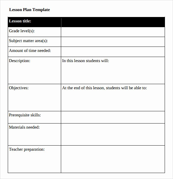 Blank Lesson Plan Template Word Lovely 11 Sample Blank Lesson Plans