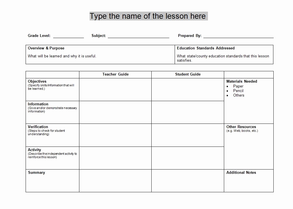 Blank Lesson Plan Template Word Luxury Lesson Plan Template Word