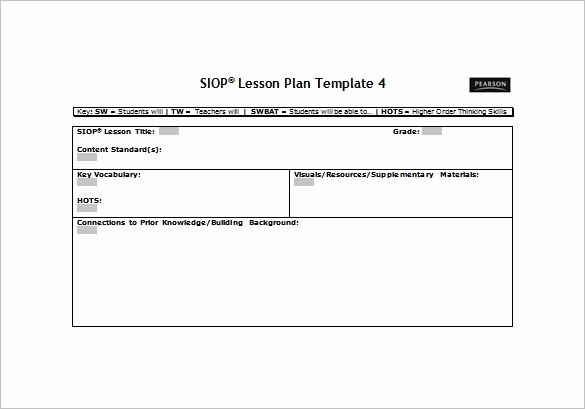 Blank Lesson Plan Template Word Luxury Siop Lesson Plan Template Free Word Pdf Documents