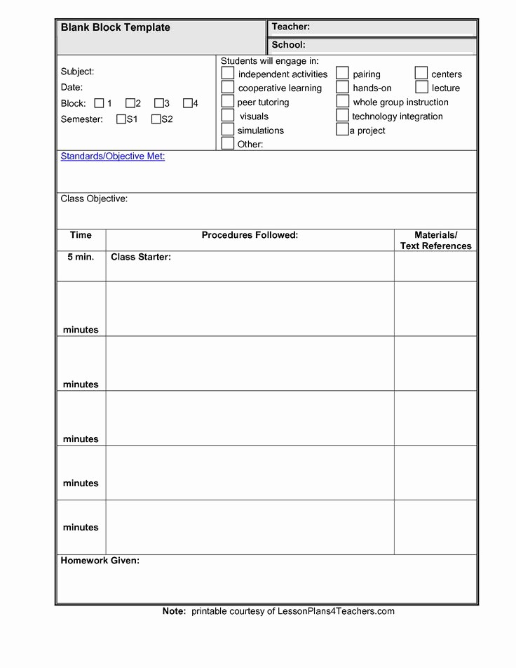 Blank Lesson Plan Template Word New Lesson Plan Template Teacher by Bmt Mud9nsnq