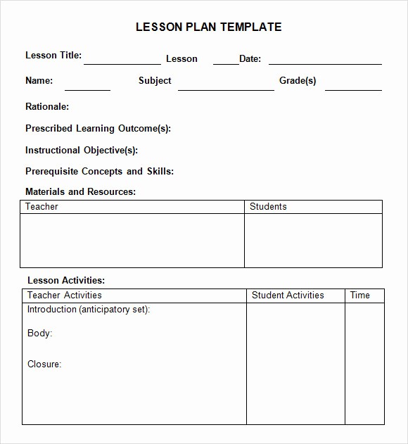 Blank Lesson Plan Template Word Unique 8 Weekly Lesson Plan Samples