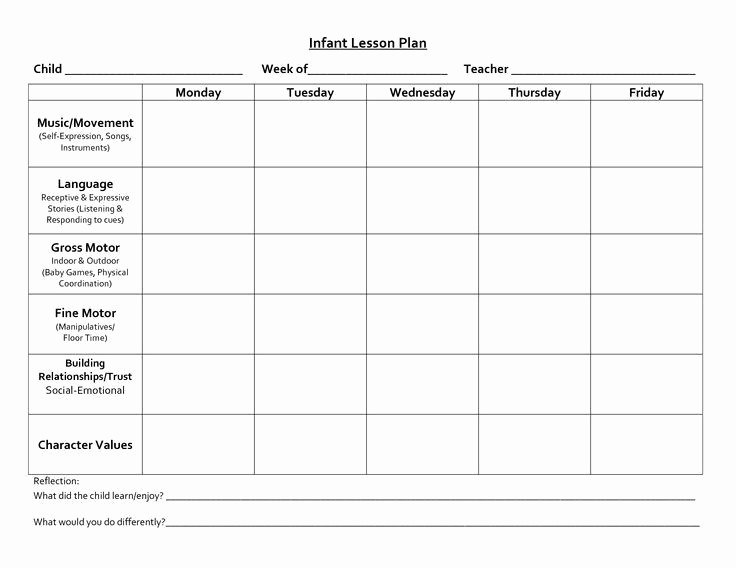 Blank Lesson Plan Template Word Unique Blank Infant Lesson Plan Template Templates Resume
