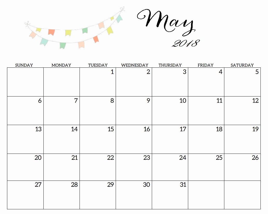 Blank May 2018 Calendar Printable Beautiful Printable 2018 Monthly Blank Templates