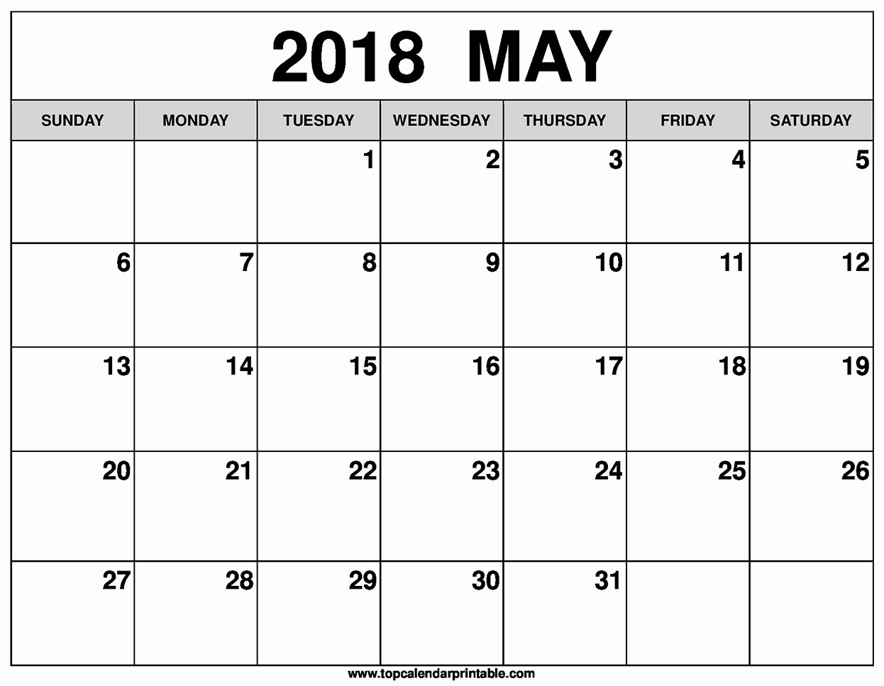Blank May 2018 Calendar Printable Lovely Blank May 2018 Calendar Printable
