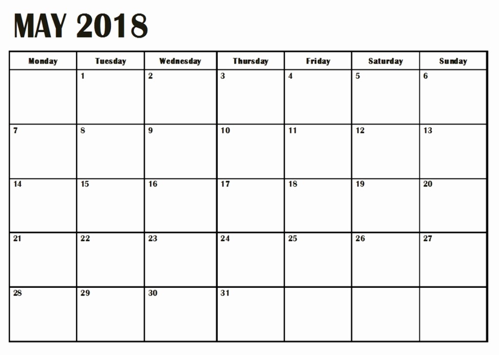 Blank May 2018 Calendar Printable Unique Blank May 2018 Calendar Printable