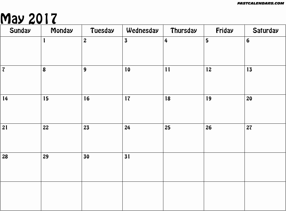 Blank May Calendar 2017 Printable Awesome 2017 Calendars Fastcalendars