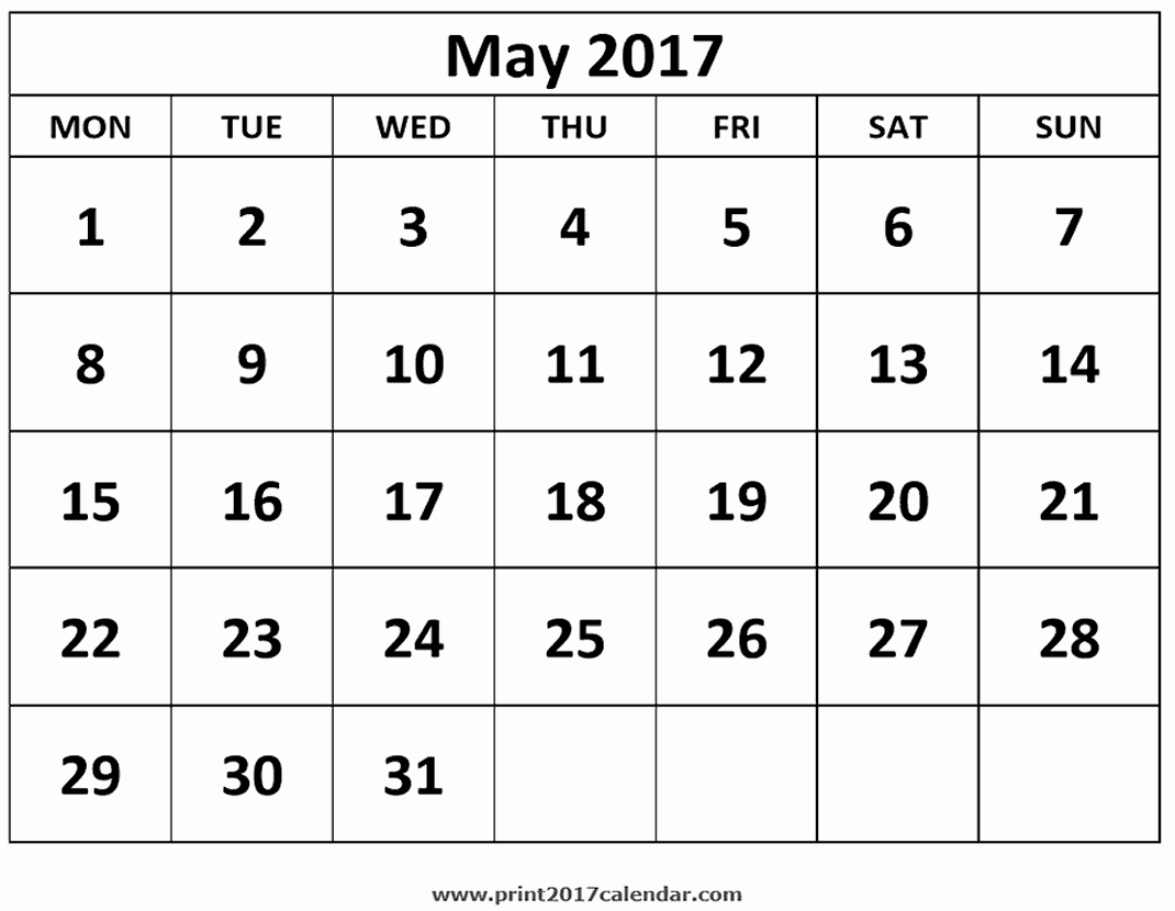 Blank May Calendar 2017 Printable Awesome May 2017 Word Calendar Wordcalendar Calendartemplates