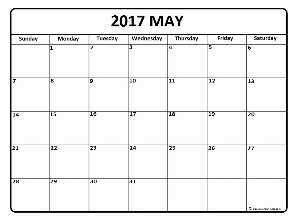 Blank May Calendar 2017 Printable Unique May 2017 Calendar May 2017 Calendar Printable