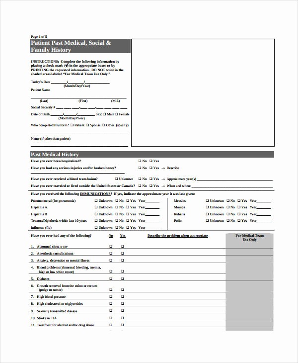 Blank Medical History form Printable Best Of Medical History form 9 Free Pdf Documents Download