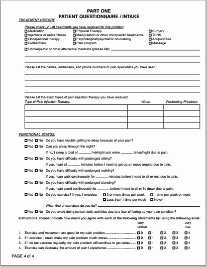 Blank Medical History form Printable Elegant Patient Health History Questionnaire form Templates