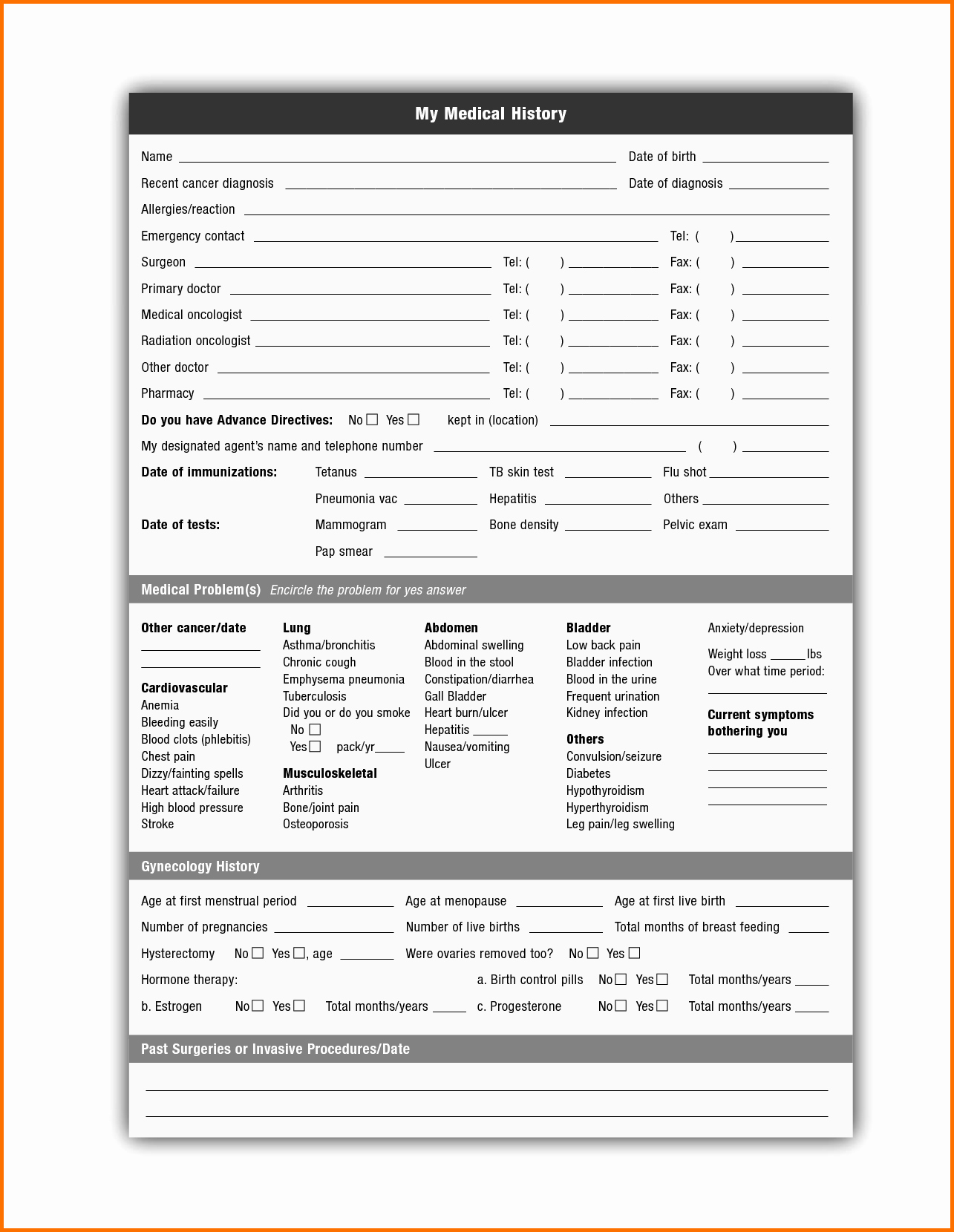 Blank Medical History form Printable New 14 Free Printable Medical forms Plantemplate Info History
