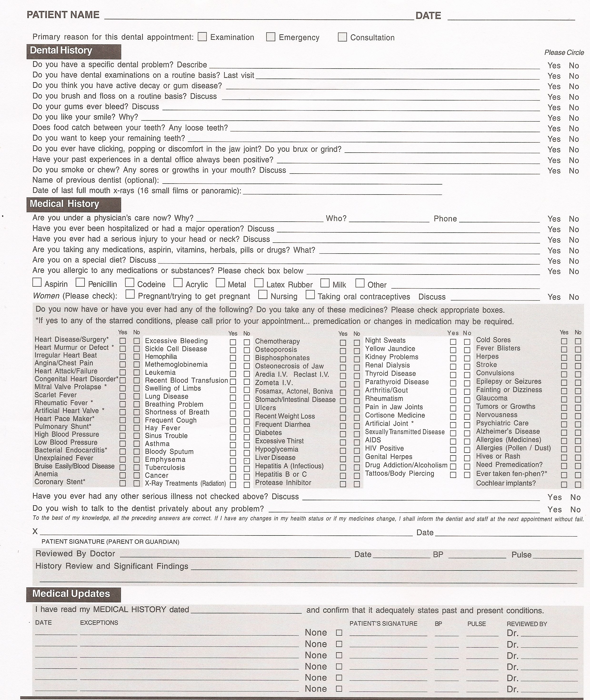 Blank Medical History form Printable Unique Medical History form Printable – Templates Free Printable