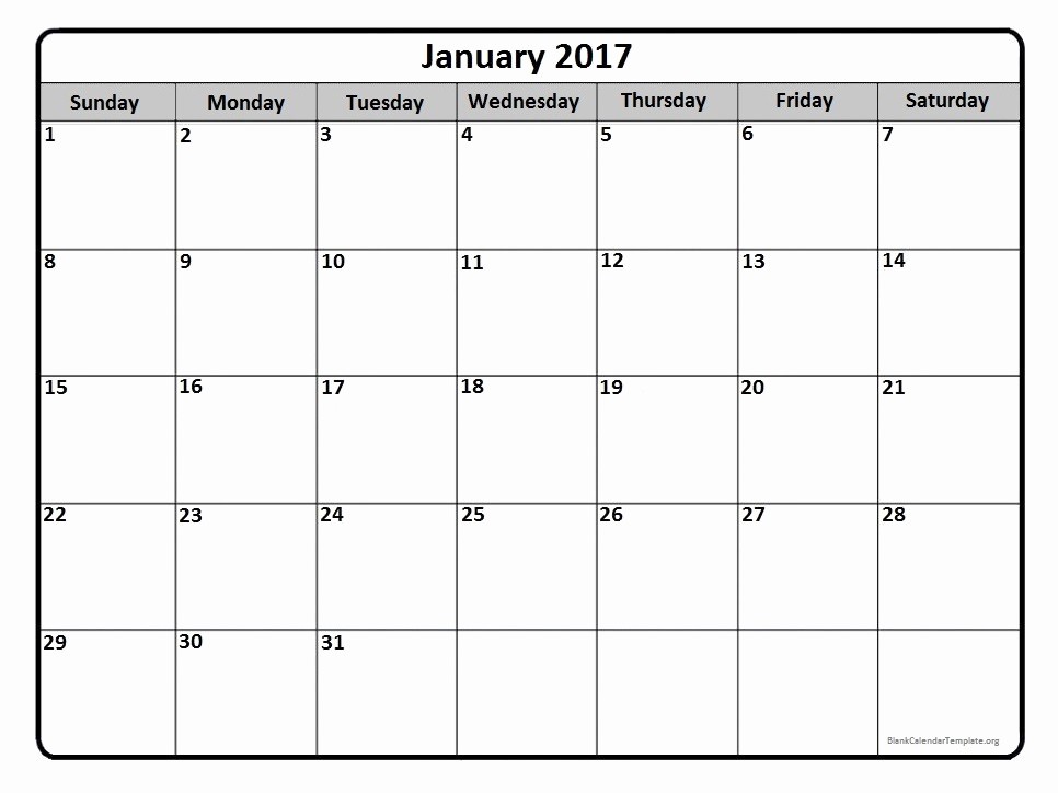 Blank Monthly Calendar 2017 Printable Awesome Blank Monthly Calendar 2017