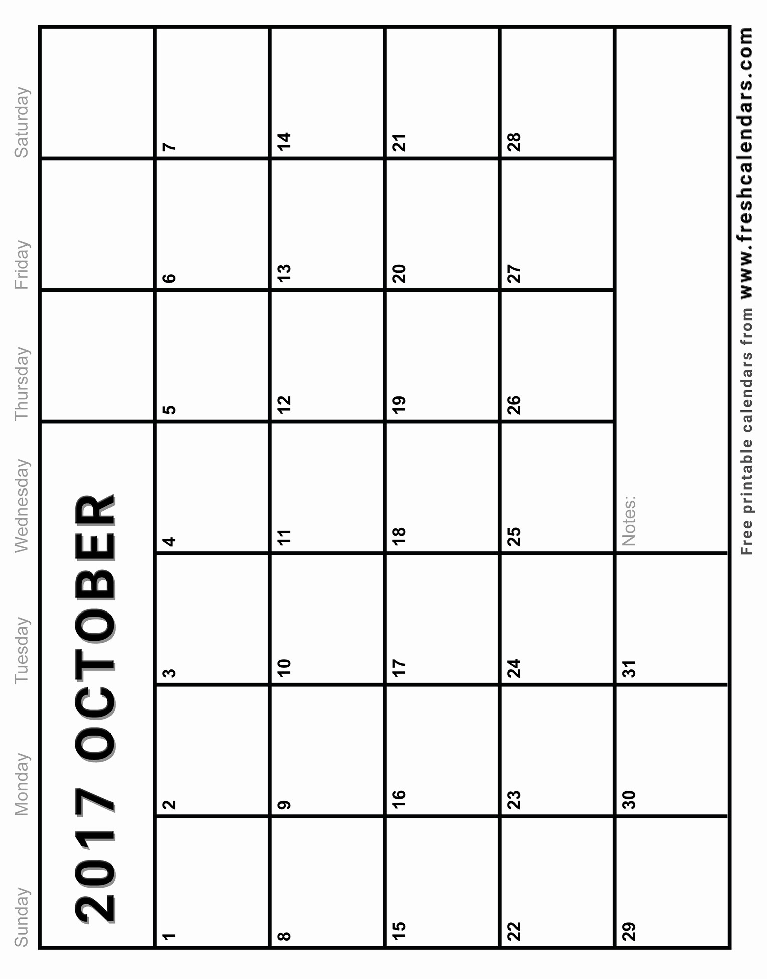 october 2017 calendar