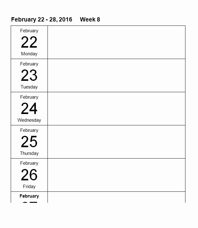 Blank Monthly Calendar Template Word Awesome 26 Blank Weekly Calendar Templates [pdf Excel Word]