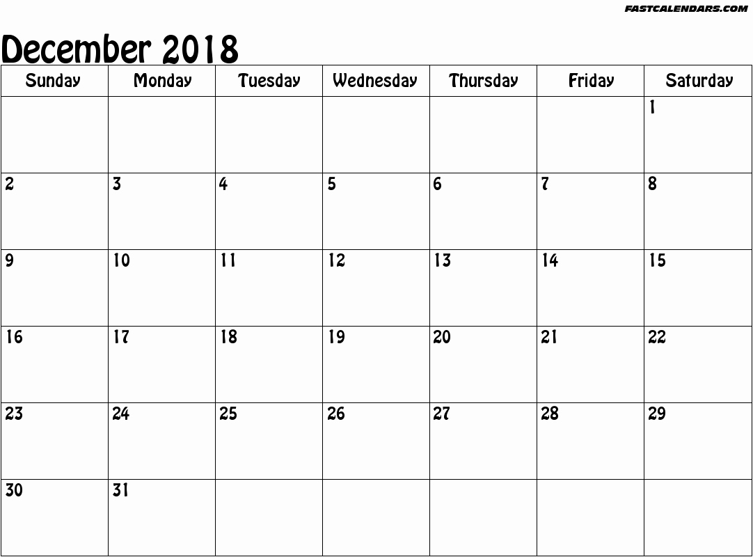 Blank Monthly Calendar Template Word Awesome December 2018 Calendar Word