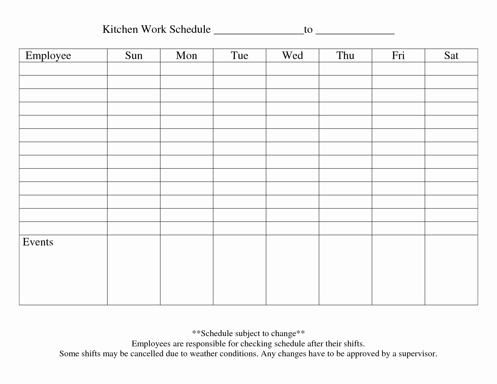 Blank Monthly Work Schedule Template Awesome 13 Blank Weekly Work Schedule Template Free Daily