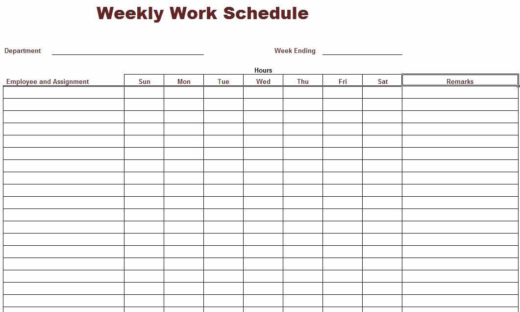 Blank Monthly Work Schedule Template Lovely 8 Best Of Printable Weekly Work Schedule Blank