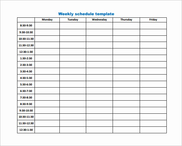 Blank Monthly Work Schedule Template New Weekly Schedule Template Pdf