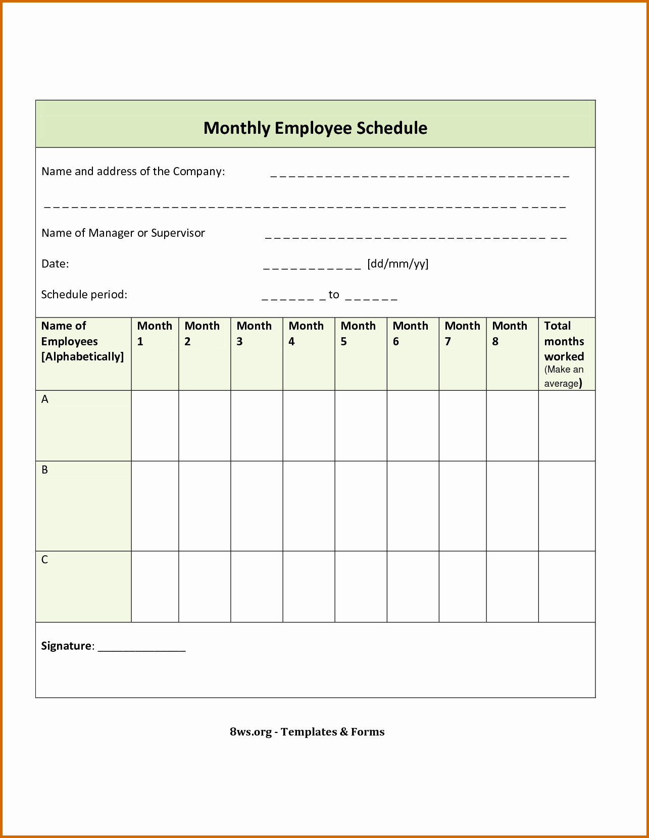 Blank Monthly Work Schedule Template Unique 7 Blank Monthly Employee Schedule Template