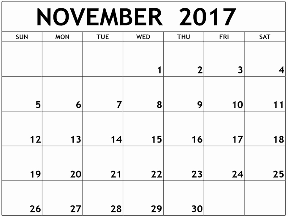Blank November 2017 Calendar Template Best Of Calendar November 2017 Blank Calendar and