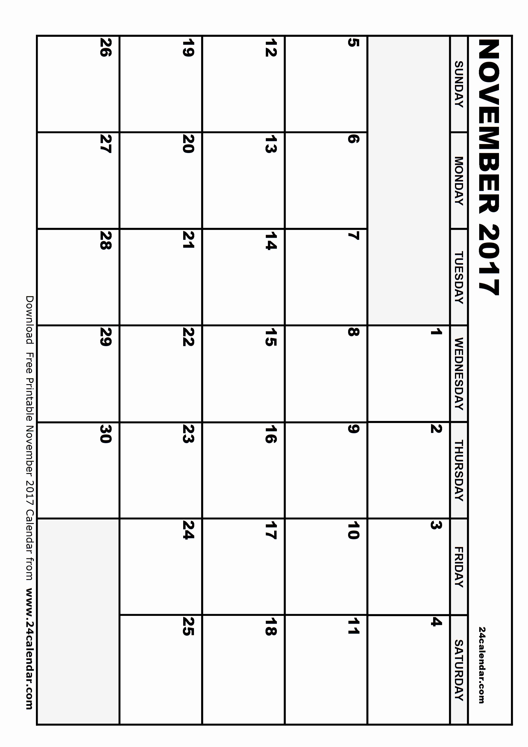 Blank November 2017 Calendar Template Inspirational Blank November 2017 Calendar In Printable format