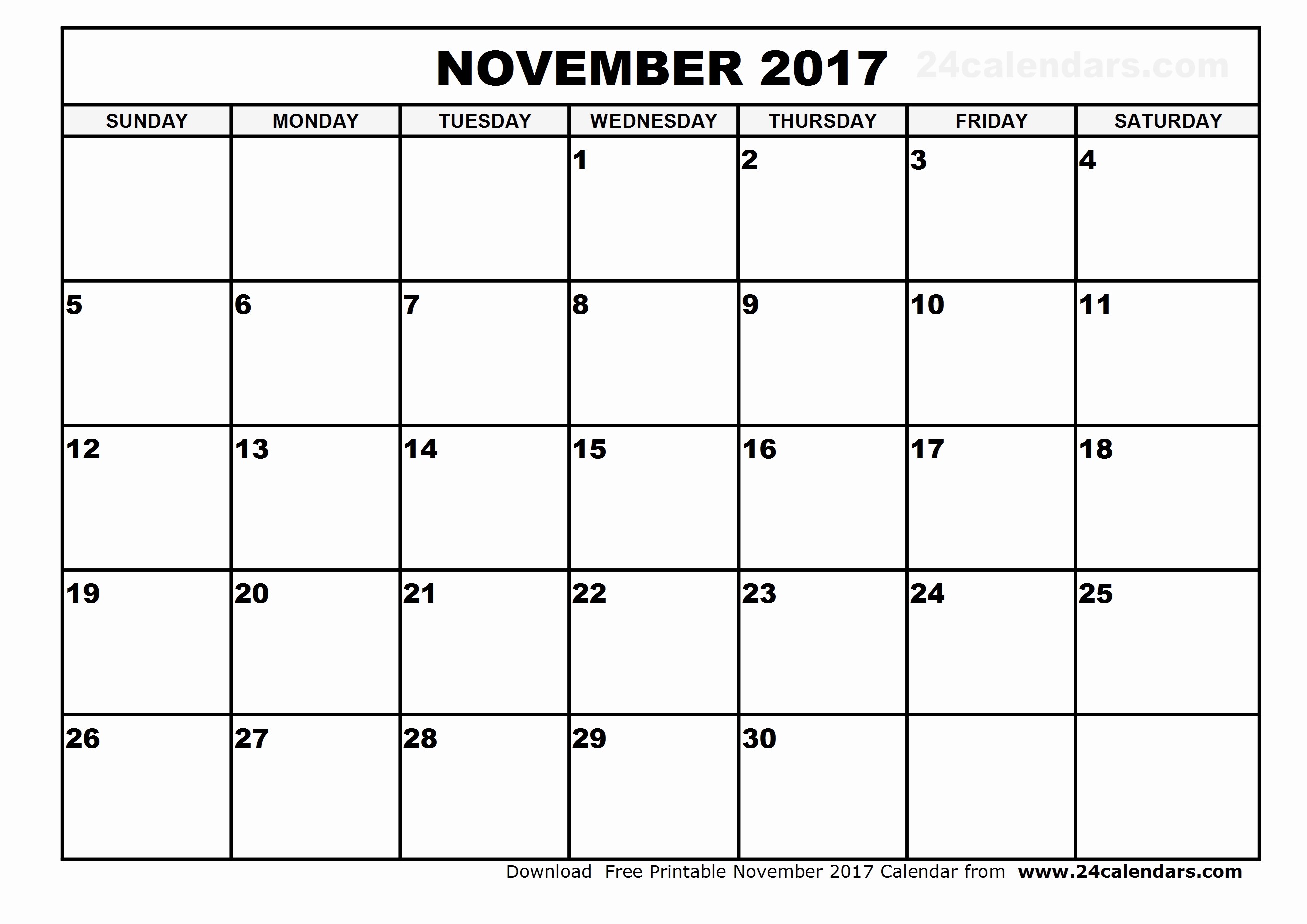 Blank November 2017 Calendar Template New Blank November 2017 Calendar