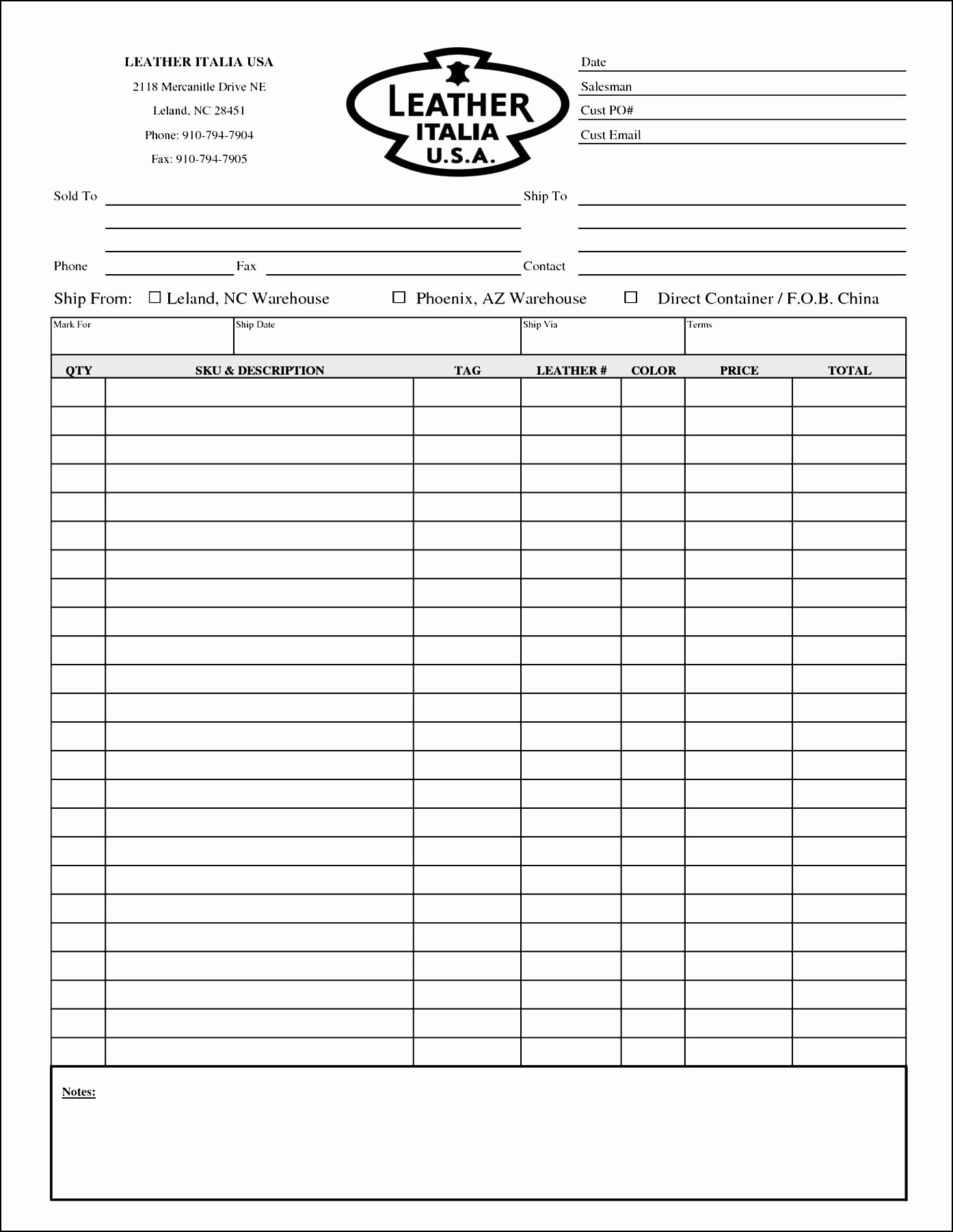 Blank order form Template Excel Awesome Blank order form Template Excel
