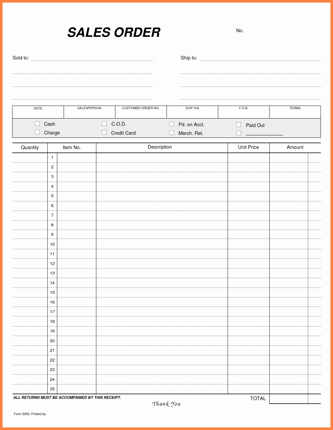 Blank order form Template Excel Best Of 5 Blank order Slip