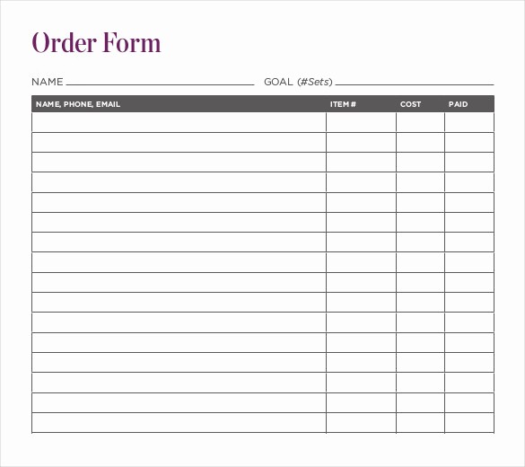 Blank order form Template Excel Lovely Fundraiser order Template – 15 Free Excel Pdf Documents