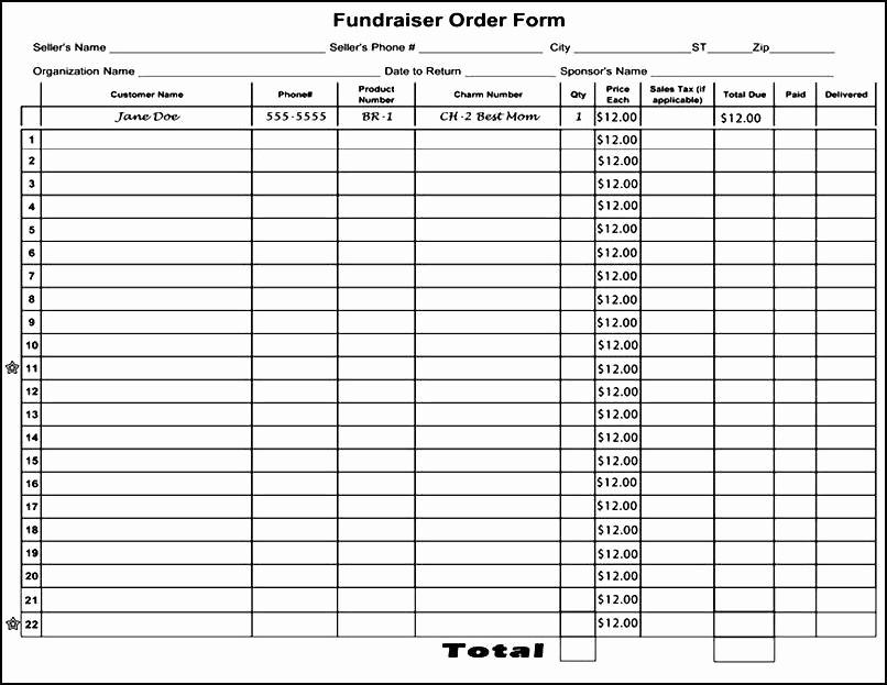 Blank order form Template Excel Luxury Blank Fundraiser order form Template
