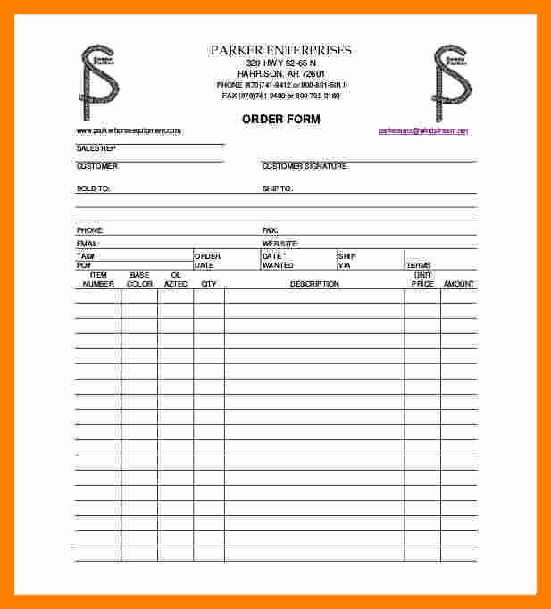 Blank order form Template Excel New 6 order Slip Template