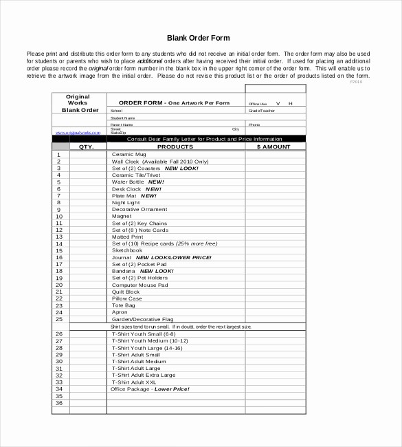 Blank order form Template Excel Unique 41 Blank order form Templates Pdf Doc Excel