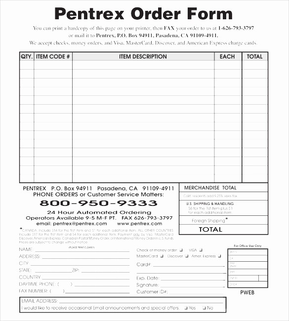 Blank order form Template Excel Unique Sample order form Excel