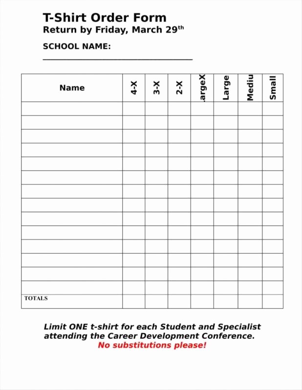 Blank order form Template Excel Unique T Shirt order form Template