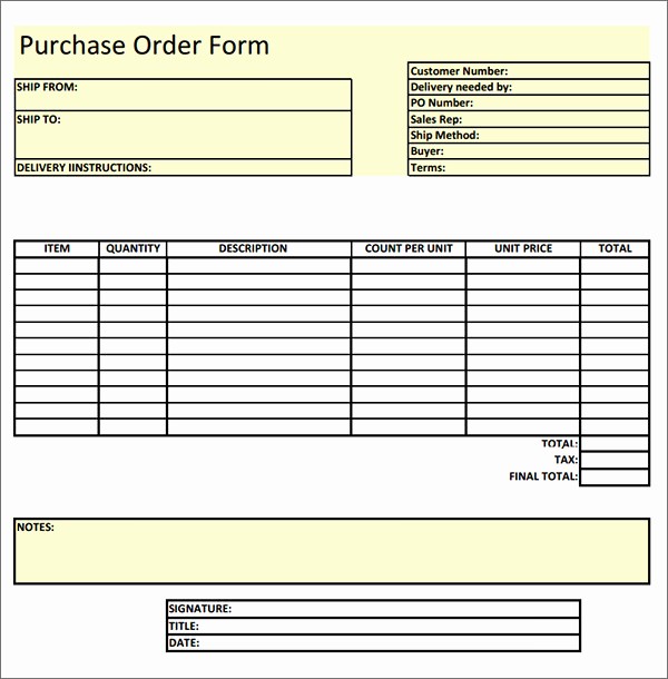 Blank order form Template Word Awesome Purchase order Template Word