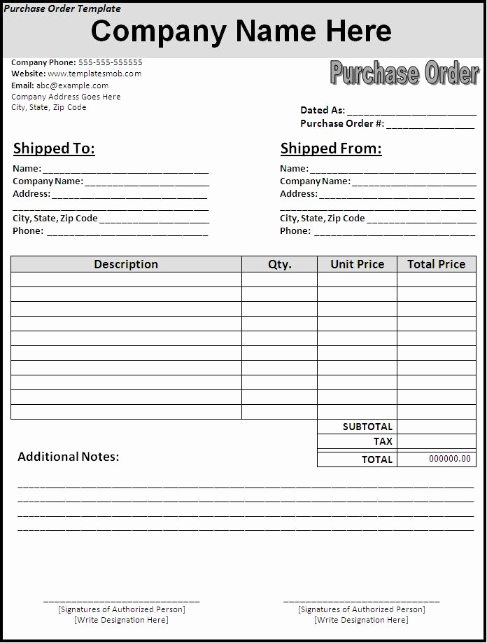 Blank order form Template Word Inspirational New Blank Purchase order