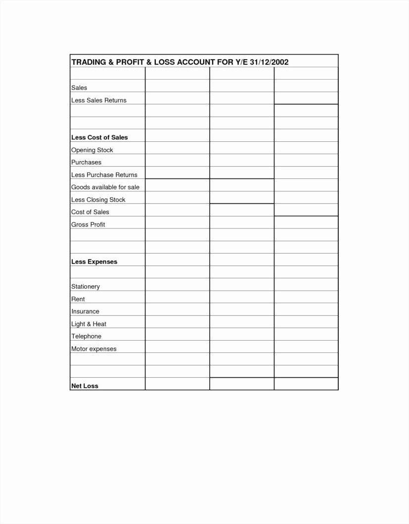 Blank Profit and Loss Sheet Lovely Basic Profit and Loss Template Mughals