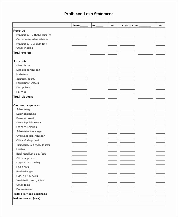 Blank Profit and Loss Template Best Of Profit &amp; Loss Statement Template 13 Free Pdf Excel